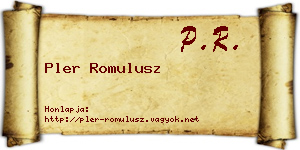 Pler Romulusz névjegykártya